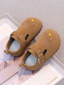 1 Pair Unisex Kids Leather Cute Loafers, Breathable Soft Sole Anti-Slip Versatile Infant Toddler Walking Shoes, Simple Fashion Flat Slip-On Casual Shoes For Spring, Summer, Autumn - Khaki - View 6