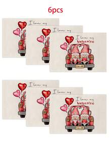 1pc/4pcs/6pcs/60pcs Valentine's Day Polyester Decorative Placemats, Pink Heart, Car, Balloon Placemats, Stain-Resistant, Suitable For Home, Restaurant, Dining Table Decor, Housewarming, Birthday Gifts - Multicolor - View 15