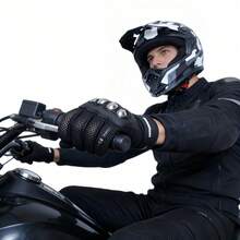 Full Face Motorcycle Helmet & Protective Gloves Set - Breathable Hard Shell Helmet With Ventilation, Impact-Resistant Gloves For Motocross/Off-Road Riding - Send Black Gloves - View 2
