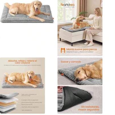 Feandrea Manta para Perros, Alfombra para Mascotas para Perros y Gatos, 75 x 50 cm, M, Lavable a Mquina, Gris Paloma MPPB042GD01