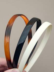 3pcs/1pc Women's Headbands, 1.2cm/0.47in Width, Black, White, Tortoiseshell, Minimalist Design, Non-Slip Serrated Lightweight Plastic Headbands, Fashion Versatile, Elegant, Simple, Suitable For Daily, Outdoor, Beach, Party, Commute, Vacation, Hair Styling, Washing Face, Makeup, Outfit Accessory, Hair Band, Hair Hoop Head Accessories, Hairband - Multicolor - View 6