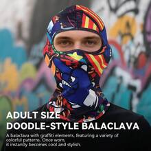 Street Style Graffiti Print Balaclava Mask, Breathable Quick-Dry Face Cover For Cycling, Hiking, Fishing, Running - Multicolor - View 5