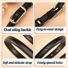 1 pièce Ceinture fine pour femme, ceinture avec boucle en alliage ovale, polyvalente pour robes, chemises, occasions décontractées ou habillées - ceinture à boucle métallique ovale - Voir 3