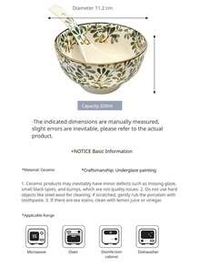 Four-Piece Ceramic Floral Tableware Set, Japanese-Style Bowls For The Kitchen, Decorative Bowls For The Living Room And Kitchen, Four-Color Tableware Set, Microwave, Oven, Refrigerator And Dishwasher . Perfect For Serving Christmas Dishes, Rice, Desserts, Soups, Etc., A Creative Choice For Holiday Or Birthday Gifts. (Spoons Not Included) - Màu sắc hỗn hợp - Xem 7