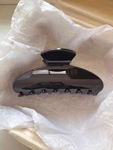 4个/1个女士7.6厘米/2.99英寸椭圆形黑色、白色、棕色、酒红色轻质塑料发夹，时尚百搭高端优雅简约纯色发爪，适合日常外出、休闲、派对、通勤、海滩、度假、马尾辫、发髻、洗脸、沐浴、化妆等场合，是夏季服装搭配的理想配饰。 - 彩色 - 查看 8