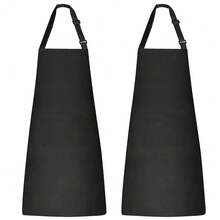 Chef Apron Bib Apron With 2 Large Pockets Adjustable Neck Strap Kitchen Apron CooFKing Apron Stripes BaFKing Apron - Black - View 9