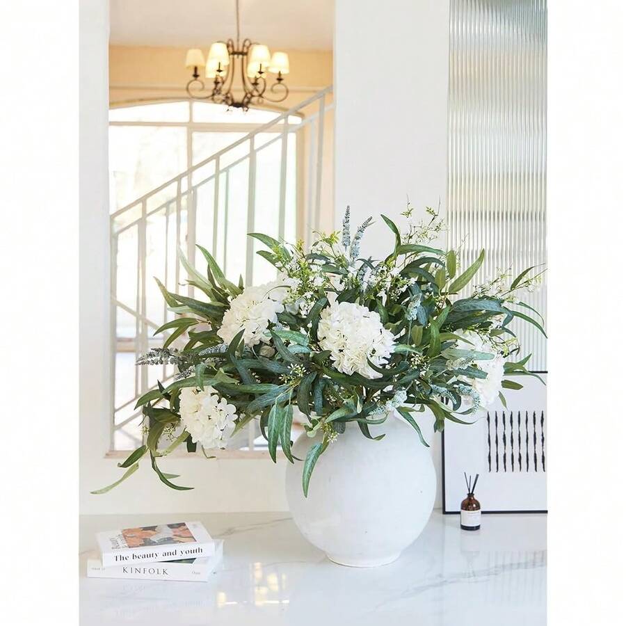 Artificial Flowers With Greenery Stems Faux Plants Indoor Branches For Tall Vase Ultra-Realistic, 13 Pcs Wedding Centerpieces, Home Decor & DIY Bouquets - 2024-繡球花 - 查看 1