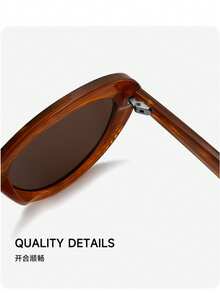 1pc Wood Grain Frame Women's Fashion Eyeglasses - Wood Grain Frame - View 5