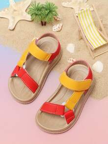 婴儿平底凉鞋，舒适百搭的男女童罗马式魔术贴凉鞋 - 黃色 - 查看 6