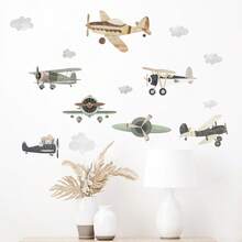 1pc Airplane Wall Sticker, DIY Self-Adhesive Sticker, Suitable For Home Decoration, Room Decoration, Wall Decoration, Window Decoration, PVC Waterproof Material, Detachable - Multicolor - View 5