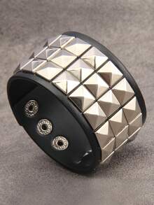 1条夸张朋克摇滚风格爪形皮革宽手镯，男士金属腕带，配有可调节隐藏式搭扣，适合万圣节、化装舞会、男士礼物、兄弟礼物、家庭礼物