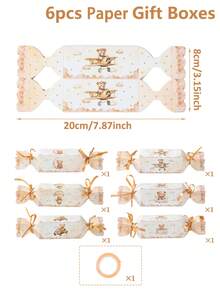 6pcs Brown Bear Gift Boxes With Ribbon, Teddy Bear Pattern Babe Shower Candy Boxes, 1st Birthday Party Gift Packaging Boxes, Gender Reveal Party Favor Box, Treat Boxes, Happy Birthday Party Supplies, Gender Reveal Party Supplies, Kitchen Baking Gift Wrapping Supplies, Snack Food Boxes, Babe Shower Decoration, Gender Reveal Decoration, Babe Shower Gifts, Brown Bear Party Decor, Newborn Babe Party Table Decor - Brown Bear - View 5