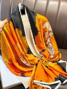 180*90厘米户外防晒披肩，时尚女士轻薄围巾/披肩，防风，花卉百合图案，多种颜色可选：橙色、白色、蓝色、红色、粉色、灰色、藏青色，女士长方形围巾 - 彩色 - 查看 1