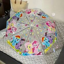 1pc My Little Pony Cute Transparent Manual Umbrella, Cartoon Character Print Clear Rain Umbrella, Lightweight Portable Umbrella For Kids & Girls - Perfect Christmas Birthday Gift For Anime Fans - Multicolor - View 8