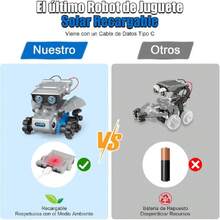 Robot de Juguete Solar Recargable, Juguetes de Proyectos STEM para Adolescentes de 8 a 16 Años, Kit de Experimentos de Construcción de Bricolaje, Alimentado por Energía Solar o Alimentado por Batería,38931859 - Gris Oscuro - Ver 5
