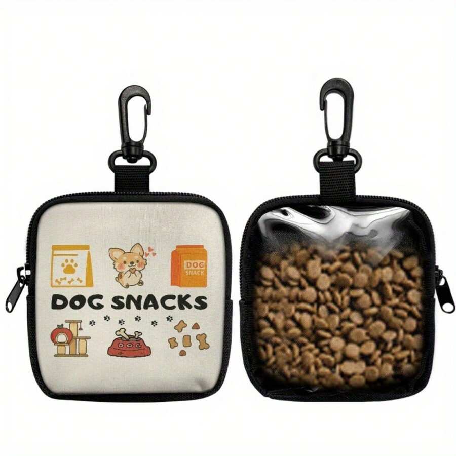 Dog Training Snack Bag With Zipper Closure - Portable Polyester Pet Snack Bag, Suitable For Outdoor Activities And Walks, Travel Pet Snack Container For Dog Owners And Trainers, Single-Sided Printing, Single-Sided Transparent, Dog Snack Bag, Dog Training Accessories, Dog Snack Bag, Dog Training, Bichon Frise, Dog Outing Bag, Dog Snack Holder, Dog Training Bag, Dog Accessories, Dog Snack Bag - 款式A - 查看 1