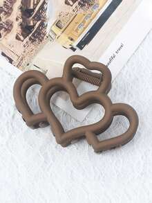 1个新款极简镂空大心形发爪夹，时尚甜美发夹头饰，优雅发饰，夏季海滩度假必备 - 彩色 - 查看 4