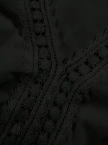 ii Áo kiểu nữ thanh lịch, tay phồng, viền bèo nhún, màu đen, thích hợp cho mùa xuân. - màu đen - Xem 5