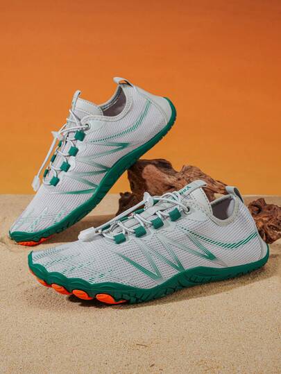 Unisex andningsbara vattenskor, lämpliga för inomhusträning, tyngdlyftning, yoga och utomhussporter, simning, surfing och vandring - slitstark gummisula, snörning, året runt, strandskor