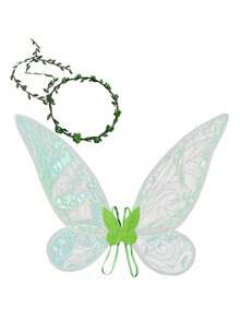 2pcs Angel Wings And Flower Headband Set, Shiny Fairy Butterfly Wings Costume For Girls, Angel Wings, Colorful Butterfly Wings, Angel, Elf Wings, Stage, Festival Party Decor Props, Polyester Butterfly Wings For Spring, Summer, Autumn And Winter, Exquisite Butterfly Crown - Multicolor - View 18