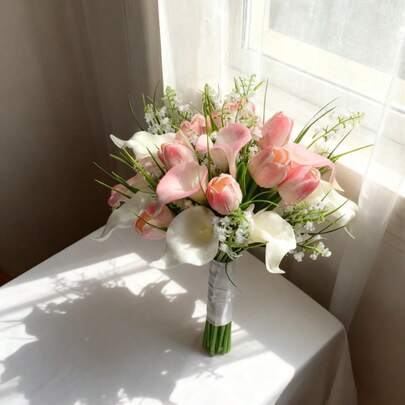 Artificial Flower Wedding Bouquet, Bridal Bouquet, White Calla Lily Flower Bouquet, Party Decor, Wedding Handheld Bouquet, Bridal Shower, Wedding Ceremony, Anniversary