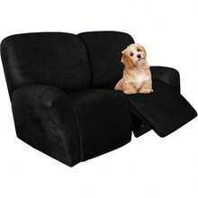 Trugenix-Recliner Sofa Covers - Leather Like Recliner Sofa Covers 3 Seater Recliner Couch Covers For 3 Cushion Couch 8 Pieces Washable Stretch Reclining Sofa Slipcovers (Brown)-GP - 02-black - 查看 11