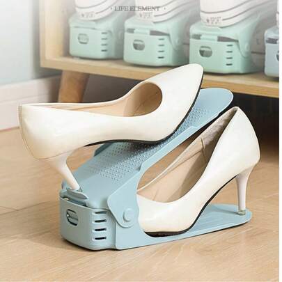 10pcs Adjustable Shoe Storage Boxes, Space-Saving Double-Deck Shoe Racks, Plastic Shoe Organizer Boxes For Closet, Easy To Use, No Power Required, Suitable For Various Shoes, Multiple Colors Available