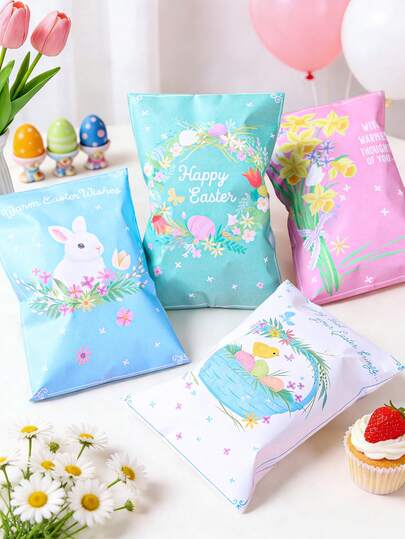 27pcs Easter Bunny Paper Gift Bags, Happy Easter Treat Gift Candy Cookie Packaging Bags With Rabbit Pattern Label Stickers, Easter Money Envelope Bags For Cash, Easter Spring Party Kitchen Gift Wrapping Supplies, Easter Party Favors Bags, Easter Party Supplies, Easter Gifts, Easter Decorations, Table Decor