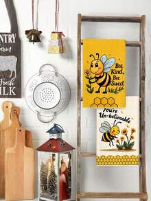 1/2/4件装 可爱黄色蜜蜂厨房毛巾 柔软、吸水性强、速干 涤纶材质 手巾 适用于烹饪和烘焙 - 完美的乔迁礼物（15.7x23.6英寸） - 彩色 - 查看 4