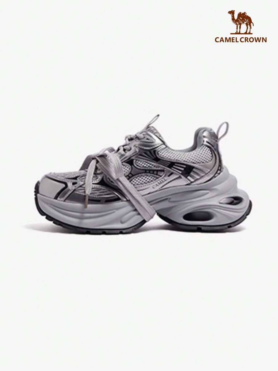 CAMEL CROWN Women's Thick Sole Sneakers, Outdoor Thick Sole Anti-Slip Breathable Shock Absorbing Casual Sports Shoes For Autumn/Winter - Gun/Black - View 1