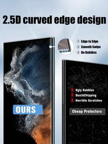 Navigator 3pcs Curved Unlock Tempered Glass Screen Protector Compatible With Samsung Galaxy S23 Ultra, Supports Fingerprint Unlock, Waterproof, Anti-Fingerprint, Anti-Drop, Anti-Scratch, Anti-Collision Screen Protection Essentials, Applicable To Daily Shield, Office, Home Daily Shield Office Home Phone Screen Protector Phone Accessories Shockproof Anti-Fall Scratch Resistant - Clear - View 6
