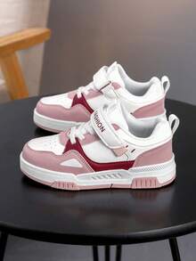 1 Pair Teenagers' Skateboard Shoes, Casual Fashion Patchwork Contrast Color, Quality Upper, Anti-Collision Toe, Non-Slip Sole, Vibrant Color Contrast, Suitable For Students, Campus, Sports, Street, Daily Wear - Pink - View 2