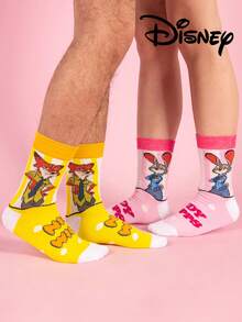 Disney 2双装迪士尼疯狂动物城图案男士船袜，可爱卡通独特迪士尼男士袜子，尼克·王尔德设计，防臭透气休闲百搭运动船袜，卡通图案适合学生/成人作为礼物和日常穿着，情侣款。