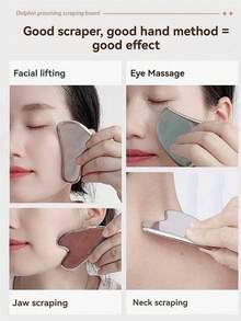 1个不锈钢心形刮痧板，专为娇嫩肌肤护理和全身放松而设计，提供清凉顺滑的按摩体验。心形曲线精准贴合面部和身体轮廓，适用于面部紧致、眼部舒缓、颈部放松和全身肌肉按摩。 - 彩色 - 查看 4