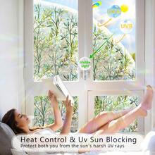 彩色玻璃窗膜、隐私膜、彩虹窗膜 - 装饰静电吸附膜、树叶彩虹窗膜、彩色玻璃窗膜、紫外线阻隔隔热膜、绿叶彩色玻璃效果、可重复使用的浴室窗户装饰膜 - 彩色 - 查看 4