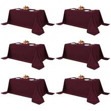 Fitable Elegant Rectangle Table Clothes, 6 Pack - 90 X 132 Inch, Burgundy - Reusable And Washable Tablecloths, Polyester Fabric Table Covers For Wedding, Party, Banquet, Formal Events - 6Pack90x132In - View 1