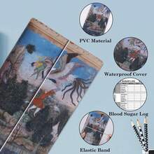 Travelers Notebook Inserts With PVC Sleeve,Blood Sugar Log, Weekly Blood Sugar Diary,30 Sheets,8.5\ X 4.7\,Pocket Notebook For Journals,Dis,Planners,Mythical Bird - MythicalBirdPVC-血糖 - 查看 4