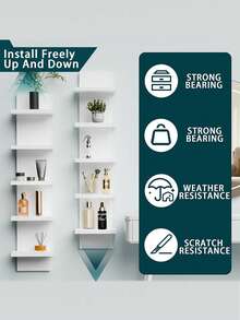 1pc,White Black 5-Tier Wall Shelf - Versatile Hanging Storage Organizer For Bedroom, Living Room, Hallway & Garage - Ideal For Art & Crafts, Home Decor - Multicolor - View 4