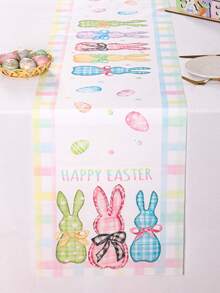 1 tấm khăn trải bàn Phục Sinh, họa tiết thỏ và nơ nhiều màu sắc, trang trí nhà kiểu nông trại trong nhà/ngoài trời, trang trí bàn ăn nhà bếp mùa xuân, trang trí nhà cửa cho lễ Phục Sinh, kích thước 13x70 inch. - Nhiều màu - Xem 6