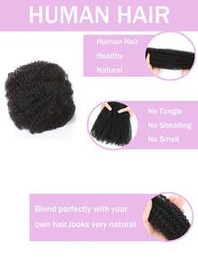 非洲扭辫假发，弹性好，预先蓬松，预先拉伸，适合柔软的脏辫接发，自然黑 - Natural Black - 查看 4