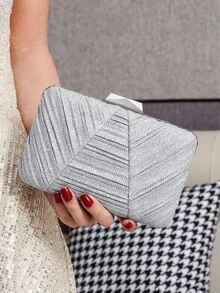 Elegant Pleated Glitter Clutch Bag, Suitable For Banquet, Party, Daily Outing, Date, With Shoulder Chain