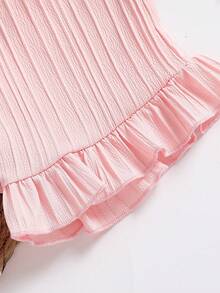 Baby Girl 4pcs/Set Bow Front Peplum Tank Top & Ruffle Hem Shorts - Multicolor - View 9