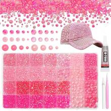14000Pcs Transparent Pink Flatback Rhinestones And Pearls For Bedazzling Kit, 2-6mm Resin Gems Bedazzling Rhinestone, 4-10mm Flatback Pearls Gems Rhinestones For Crafting DIY Face Makeup - s5 - View 1