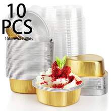 100/50/10 piezas Molde de aluminio para tartas con forma de corazón y tapa, taza para cupcakes de 100 ml/ 3.4 onzas, taza para flan y hornear para el Día de San Valentín, Día de la Madre, Boda, Navidad - Multicolor - Ver 25