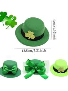 Pinza para el cabello con mini trébol de cuatro hojas - Accesorio del Día de San Patricio, Sombrero de copa verde elástico, adecuado para celebraciones y fiestas, decoración de fiesta festiva, regalo ideal para familiares y amigos - multicolor - Ver 12