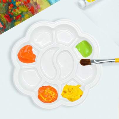 5pcs/10pcs/20pcs Mini Flower Shaped Plastic Palette - Suitable For Mixing Watercolor, Gouache Paints For Artistic Painting