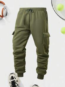 Men's Cargo Pants With Multi-Pocket Design, Comfortable Fit, Perfect For Daily Wear. - Army Green - View 3