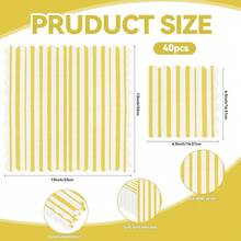 New 40Pcs Yellow Striped Pastel Napkins, 6.5 X6. 5 Inch Scalloped Ice Cream Party Napkin Disposable Paper Cocktail Beverage Napkins For Pastel Party W Shower Birthday Dr Dinner Dr - Yellow 40 - View 2