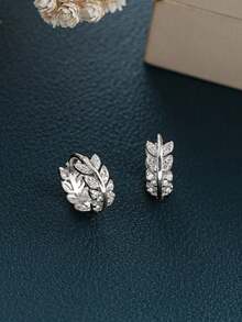 BALMORA 1 Pair Of S925 Sterling Silver Fashionable Elegant With Zirconia Autumn Wheat Earrings For Women Birthday Party Jewelry Daily Life Jewelry Gift - Silver - View 3