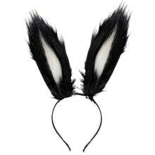 Cute Rabbit Ears Headband Long Furry Dog Ears Animal Cosplay Headband (Black White) - ĐenTrắng - Xem 3